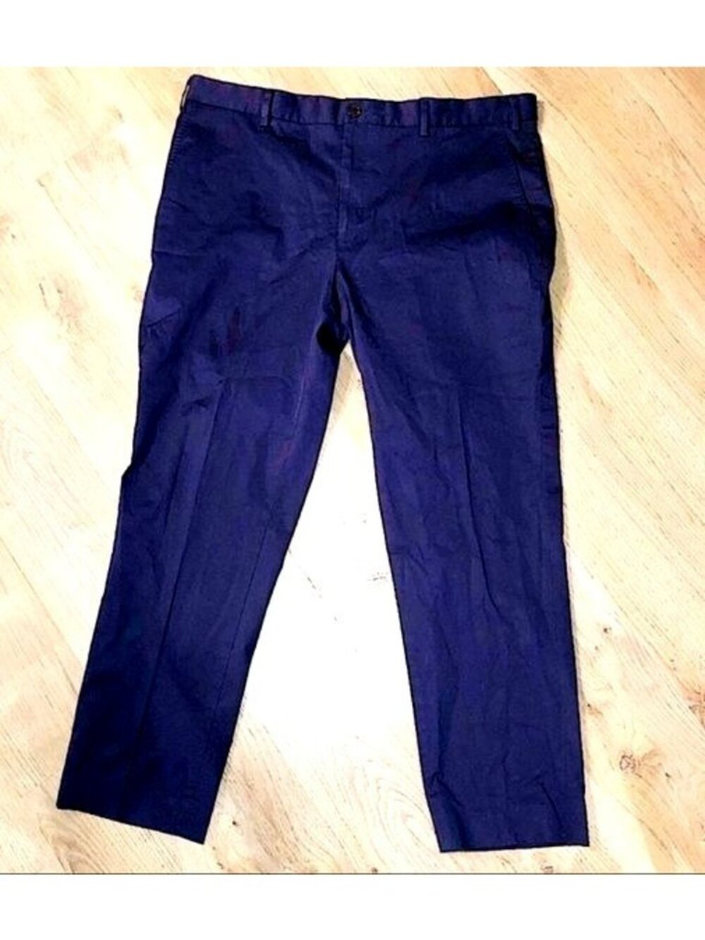 HART SCHAFFNER MARX- MENS BLUE 98% COTTON FLAT FRONT DRESS PANTS SIZE 38X30